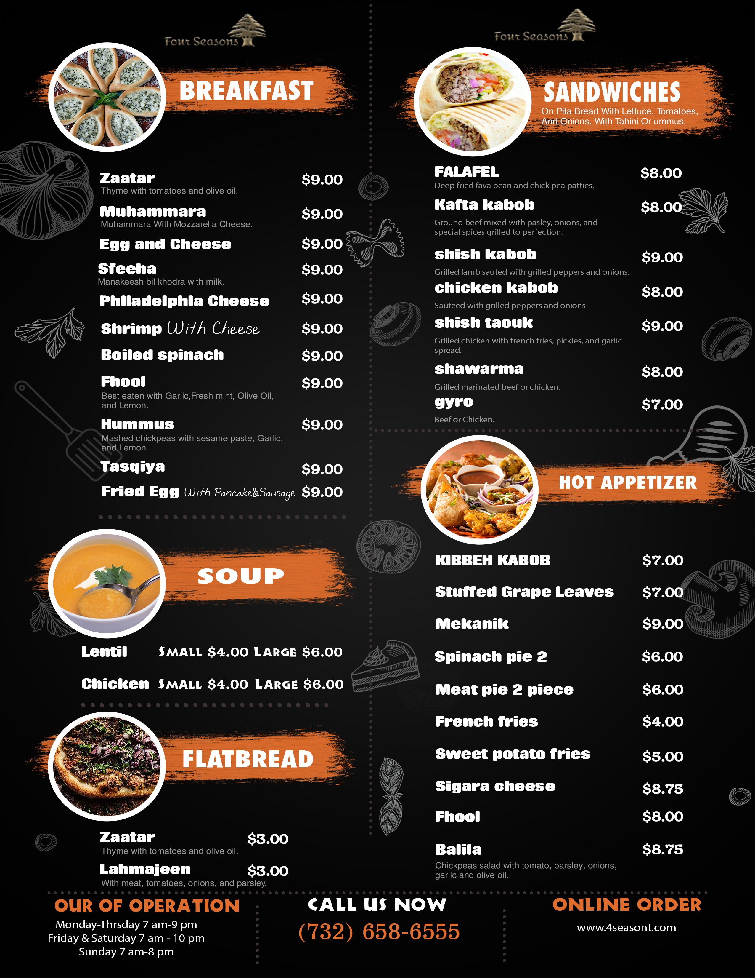 Four Seasons Restaurant Menu — Page 1